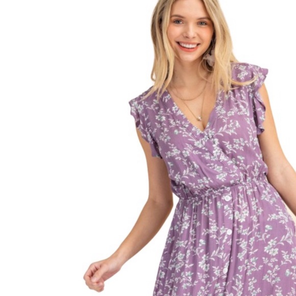NEW Luxurious floral Lavender dress with pockets - Picture 9 of 10
